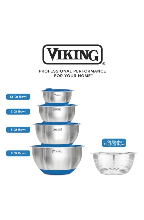 Viking 9 Pc Stainless Steel Bowl Set With Strainer In Blue