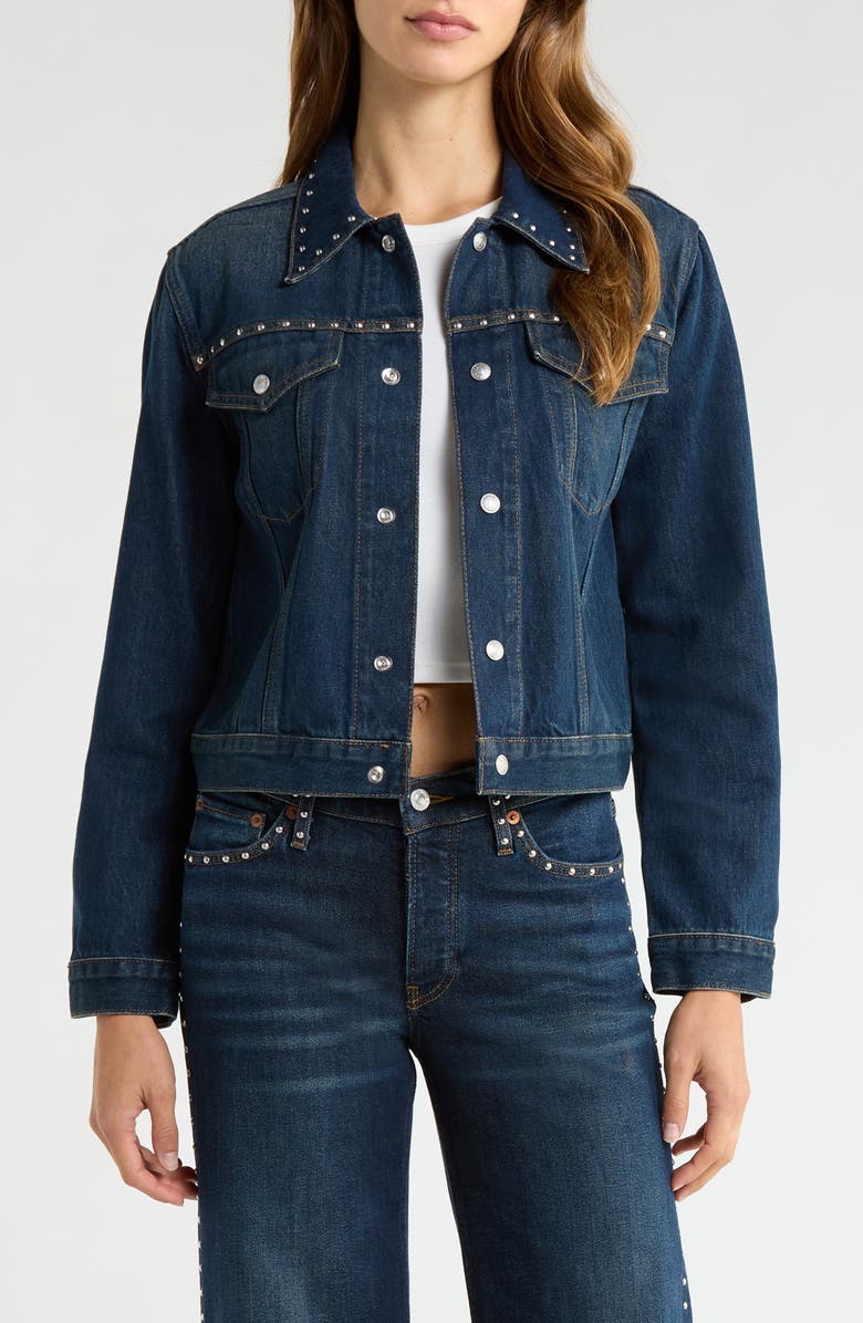 Re/Done Baby Trucker Jacket, Main, color, Barley Worn Stud