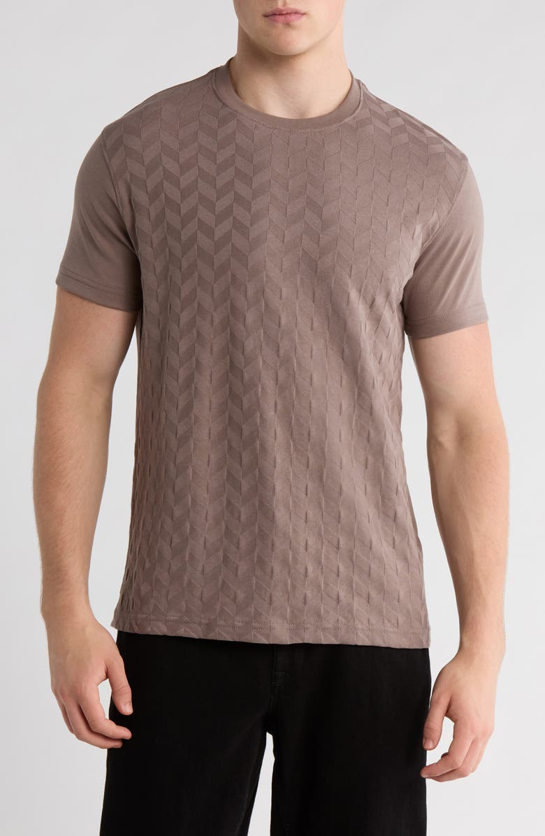 DENIM AND FLOWER Textured Crewneck T-Shirt, Main, color, Khaki