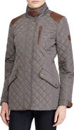 Lauren Ralph Lauren Diamond Quilted Jacket with Faux Leather Trim