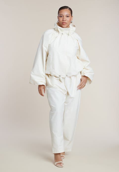 Cotton Blend Straight Leg Pant