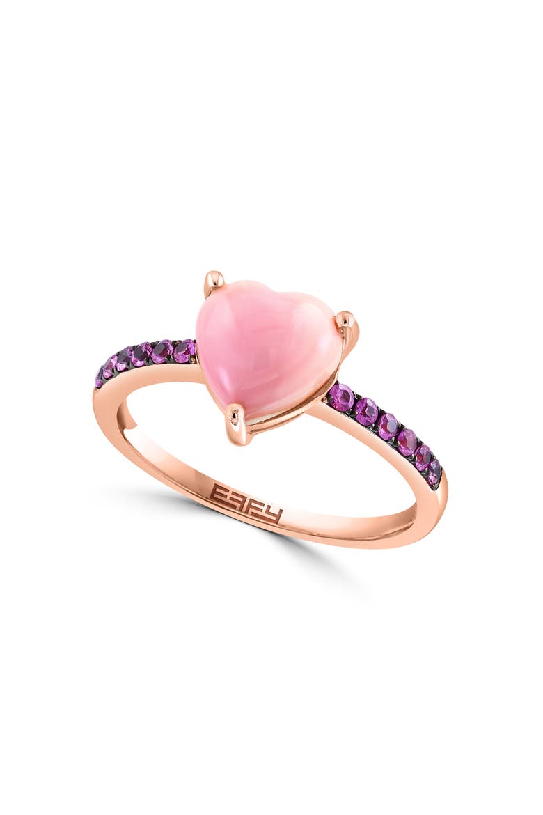 14K Rose Gold Pink Sapphire Heart Ring, Main, color, PINK
