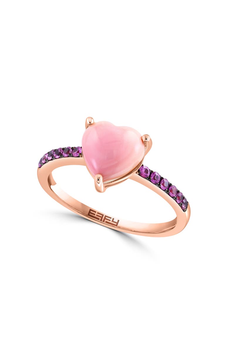 EFFY 14K Rose Gold Pink Sapphire Heart Ring, Main, color,