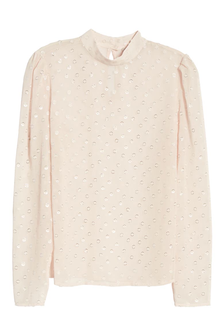 Metallic Clip Dot Blouse, Alternate, color, PINK HUSH- SILVER FOIL