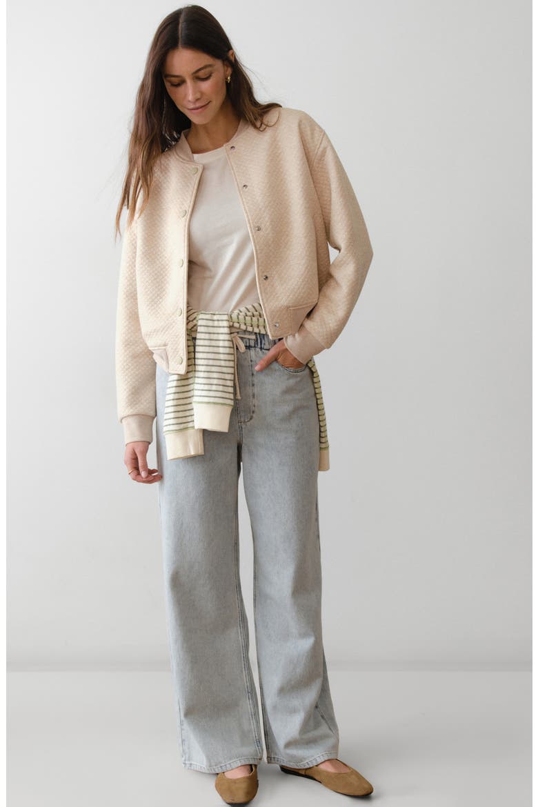 Corbet Quilted Bomber Jacket, Alternate, color, OATMEAL HEATHER