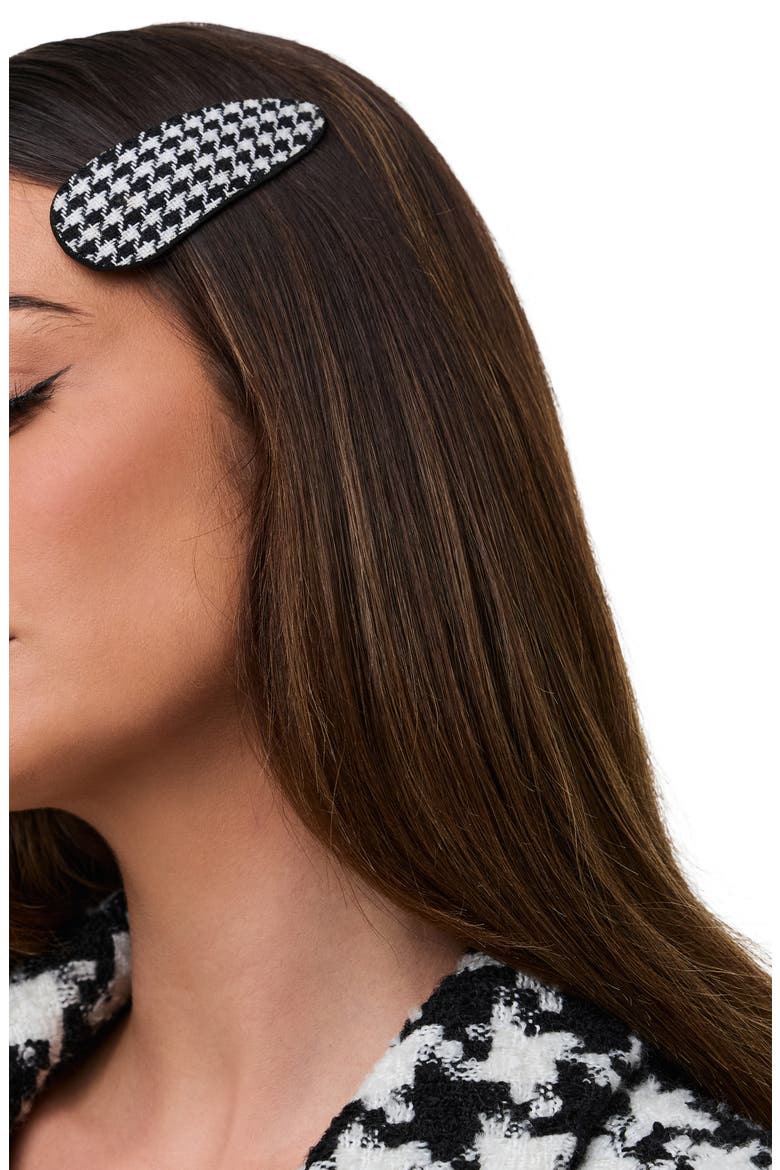Naked Wardrobe Tweed Houndstooth Hair Clips For Love & Lemons Knit Houndstooth Mini Skirt Peach Pink  main image 4