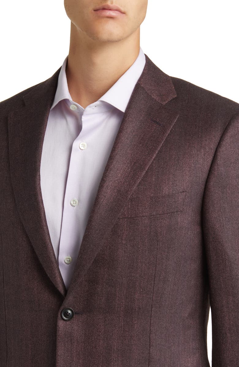 Canali Siena Regular Fit Chevron Herringbone Silk & Cashmere Sport Coat, Alternate, color,