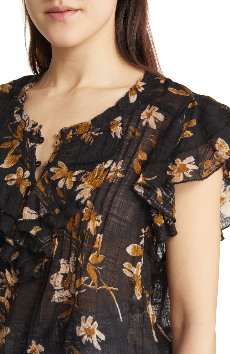 Free People Naya Floral Ruffle Blouse, Alternate, color,