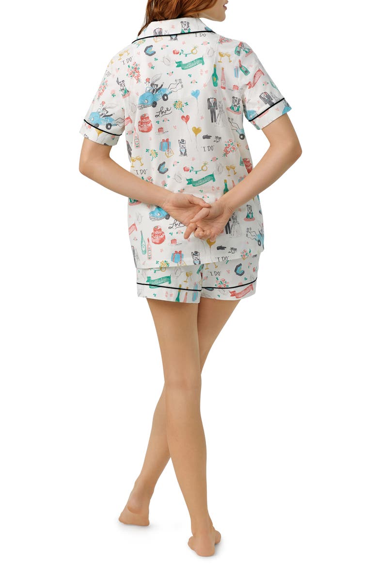 Print Stretch Organic Cotton Jersey Short Pajamas, Alternate, color, JUST MARRIED