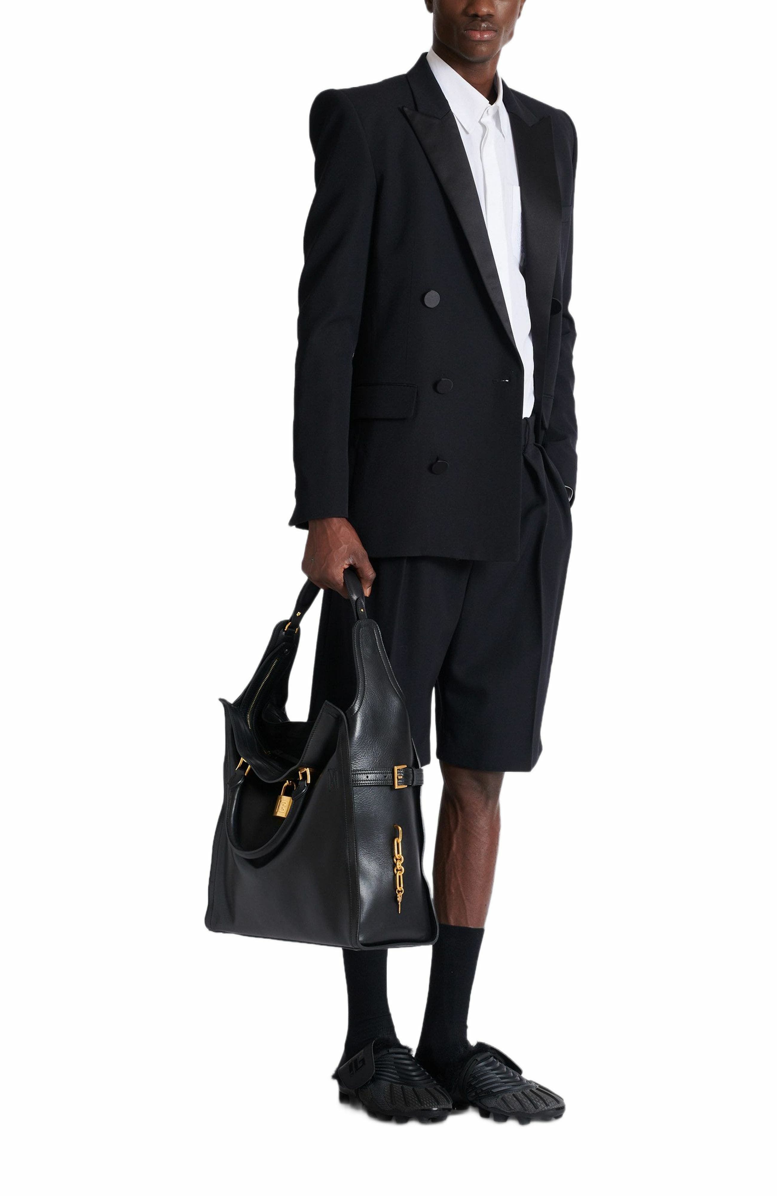 Pulse Large Waxed Calfskin Leather Tote Bag, Alternate, color, Black