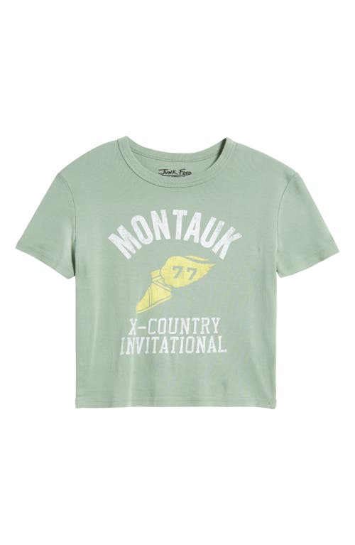 Junk Food Montauk Cross Country Cotton Graphic Baby Tee In Green