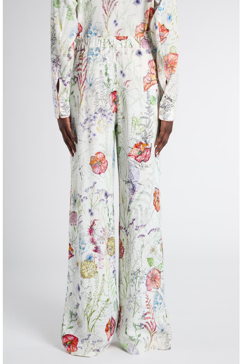Meadow Floral Print Pants, Alternate, color, WHITE