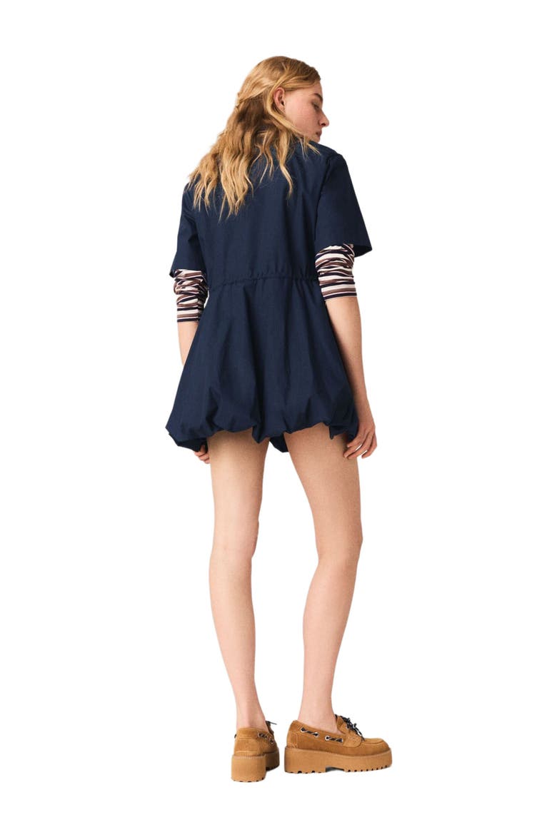 Short-sleeved cotton bubble dress, Alternate, color, Navy