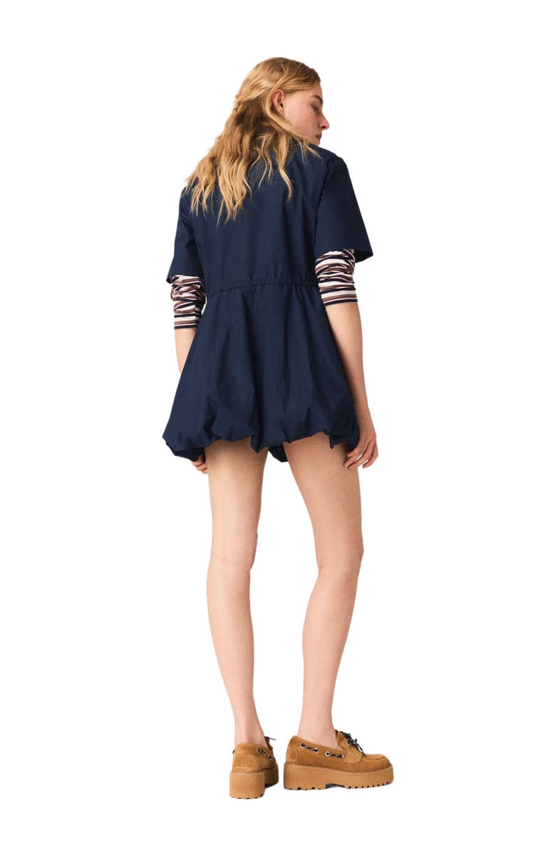 maje Short-sleeved cotton bubble dress, Alternate, color, Navy