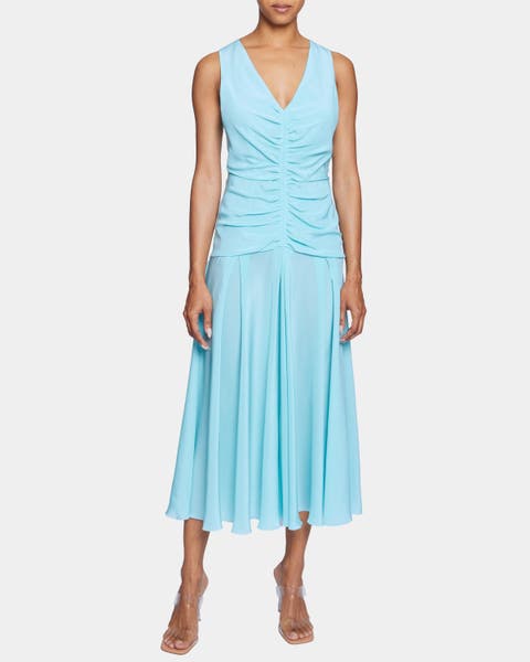 Eden Sleeveless Midi Dress in Silk Crepe de Chine