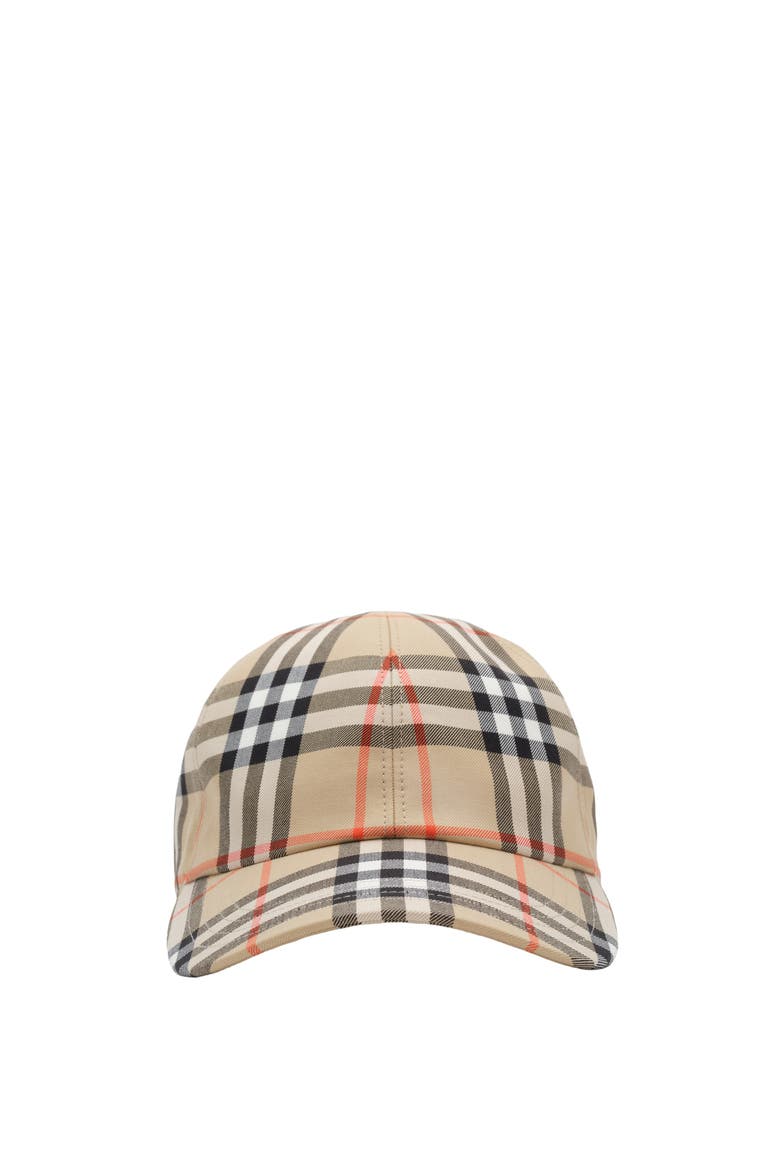 Check Cotton Baseball Cap, Main, color, Sand beige
