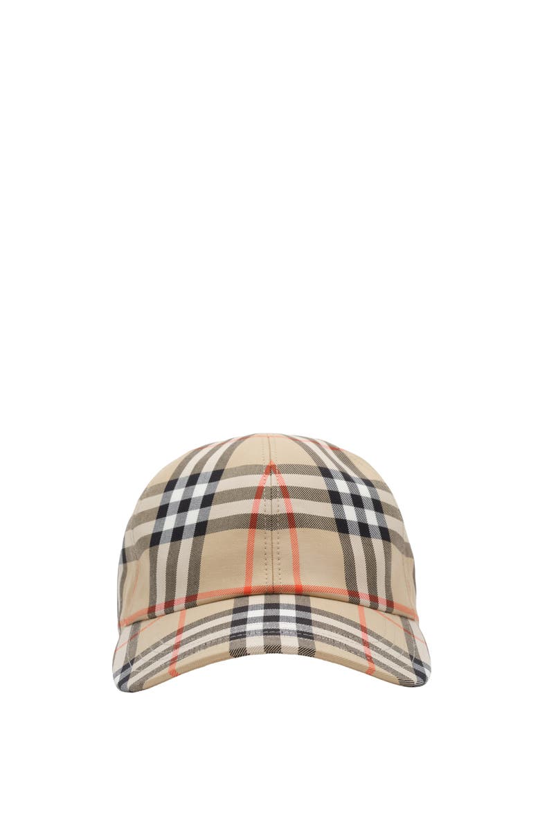 Burberry Check Cotton Baseball Cap, Main, color, Sand Beige
