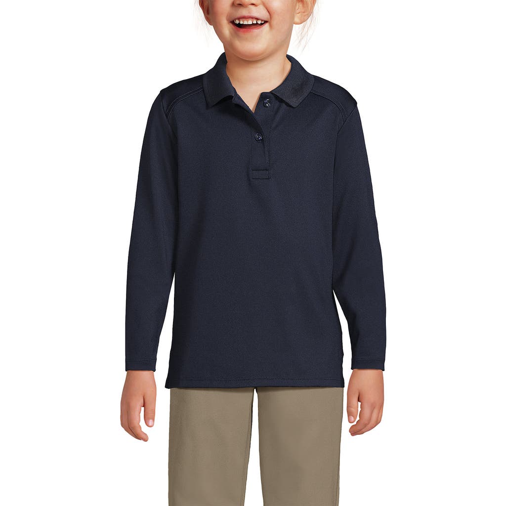 Lands' End School Uniform Girls Long Sleeve Feminine Fit Rapid Dry Polo Shirt In Black