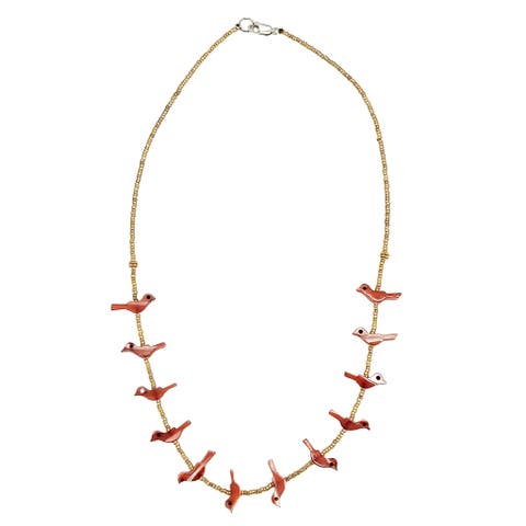 Shell Bird Fetish Bead Necklace
