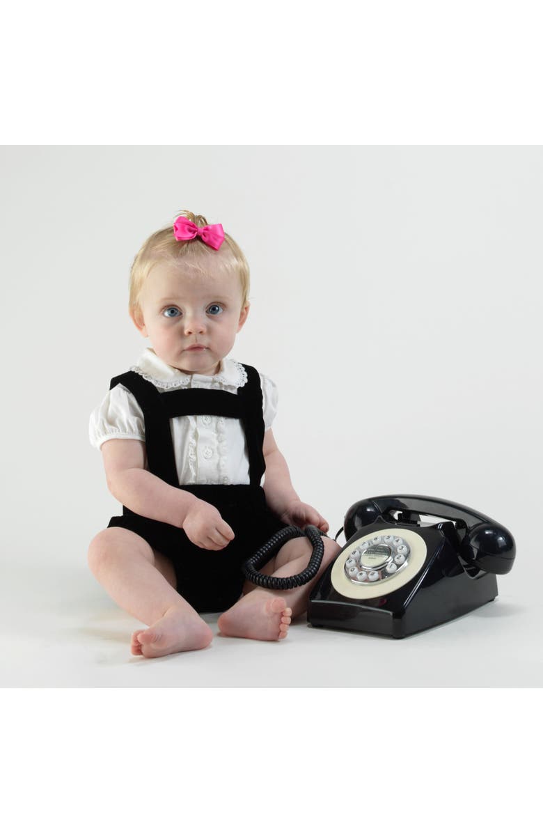 Rachel Riley Eloise Infant Silk Velvet Romper Set, Alternate, color, Black