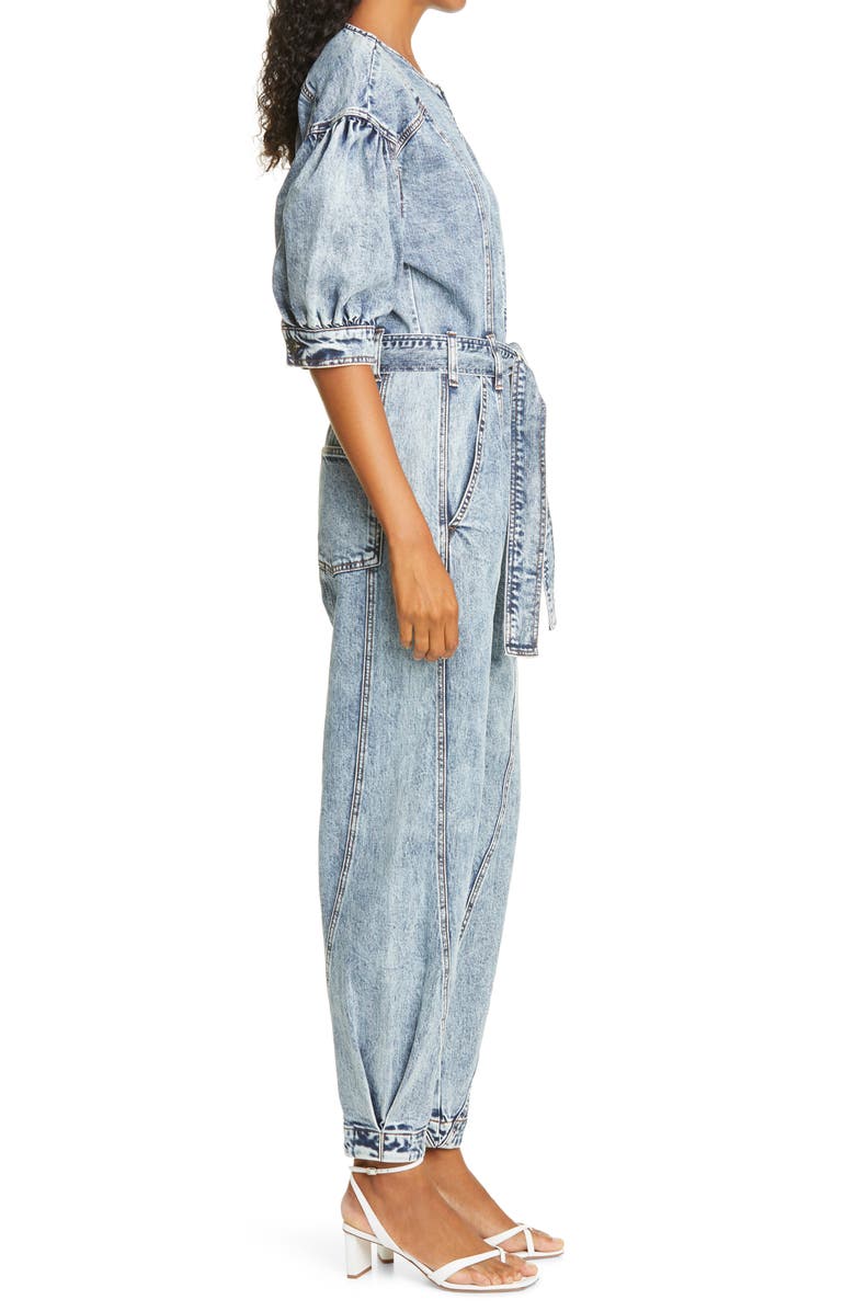 Ulla Johnson Sabra Acid Wash Stretch Cotton Denim Jumpsuit, Alternate, color,