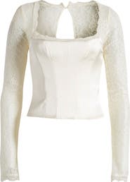 Mistress Rocks Long Sleeve Lace & Satin Corset Top