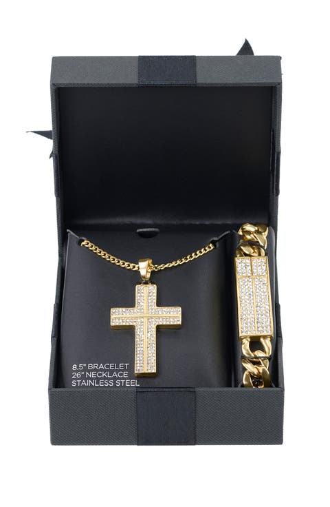 Cross Necklace & Bracelet Gift Set
