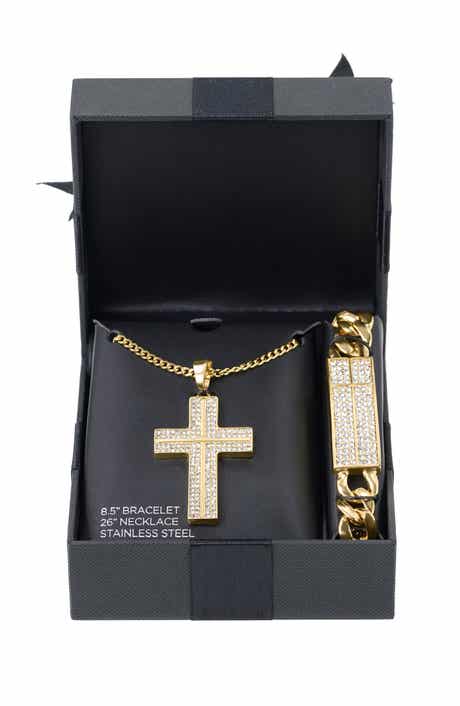 AMERICAN EXCHANGE Cross Necklace & Bracelet Gift Set