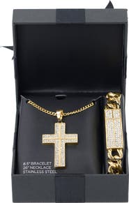 AMERICAN EXCHANGE Cross Necklace & Bracelet Gift Set