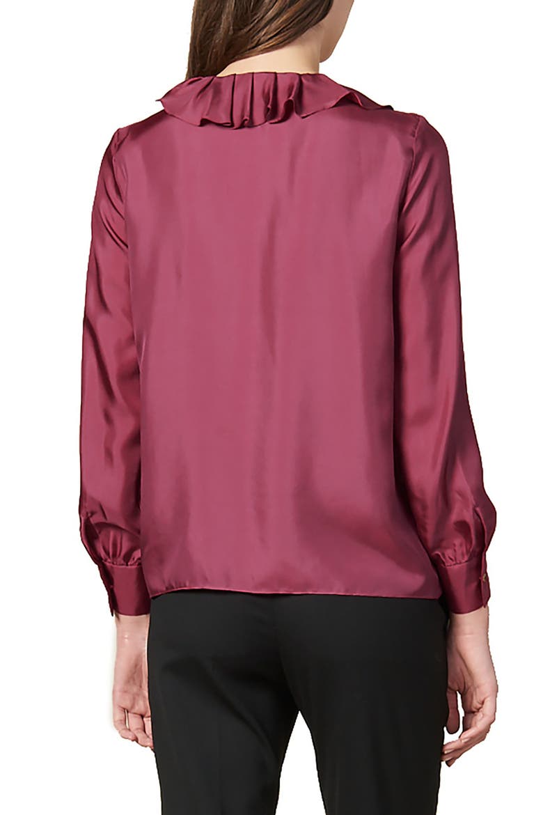 Enisa Ruffle Collar Silk Blouse, Alternate, color, FUCHSIA