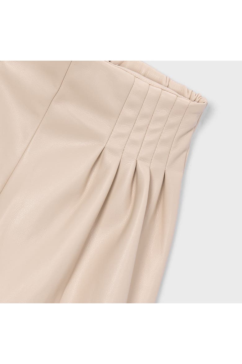 Pleated Faux Leather Shorts, Alternate, color, Beige