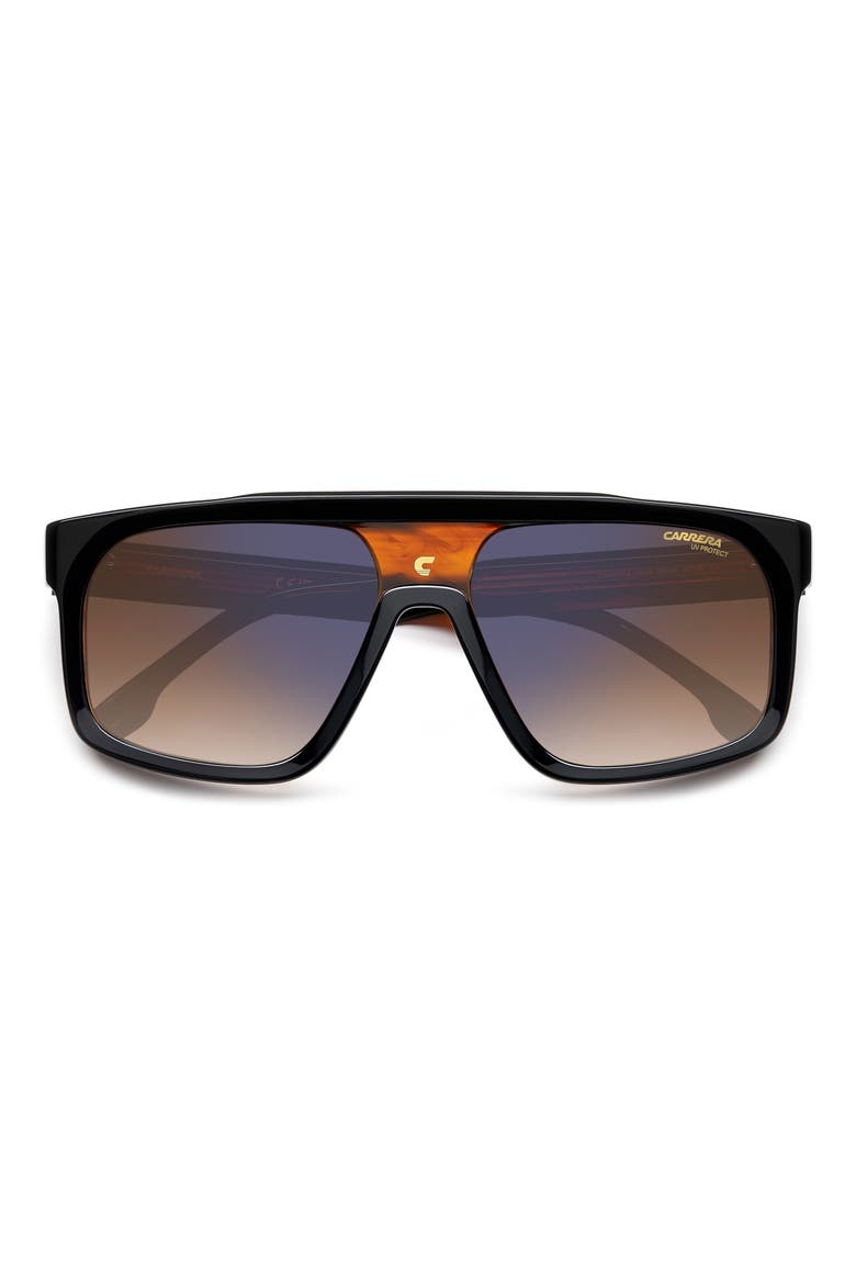 59mm Flat Top Sunglasses, Alternate, color, BLACK HORN/ BROWN BLUE MIRROR