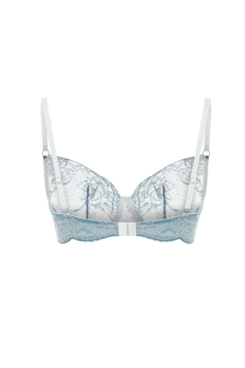 Sky Lace Balconette Bra Sheer Underwire Unlined Luxury Support, Alternate, color, Blue