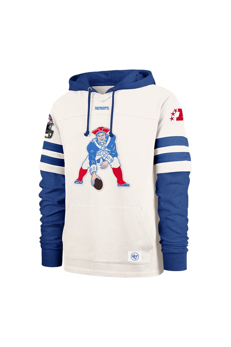 Men's '47  Cream New England Patriots Split Zone Cornerback Duo Lacer Hoodie, Alternate, color, Cream