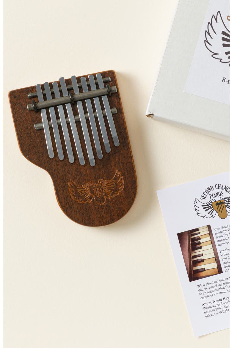 Upcycled Baby Grand Piano Kalimba by Wesla Bay Weller, Alternate, color, Brown