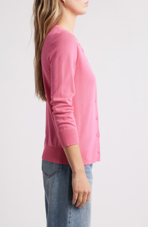 Caslonr Caslon(r) Crewneck Cardigan In Pink Caliente
