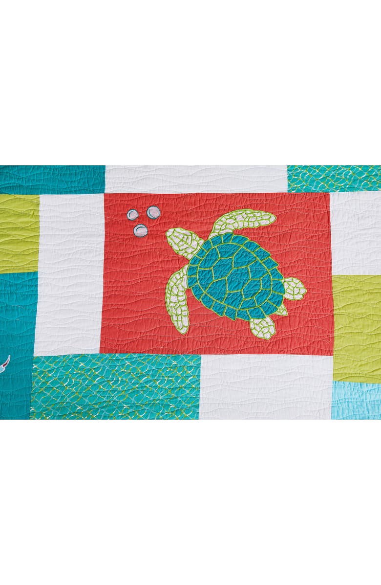 C&F Home Santorini Coastal Beach Patchwork Embroidered and Applique Cotton Quilt Set  - Machine Washable, Alternate, color, Blue