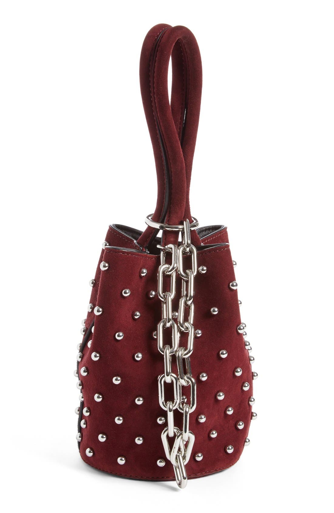'Mini Palladium' Suede Bucket Bag, Main, color, BEET