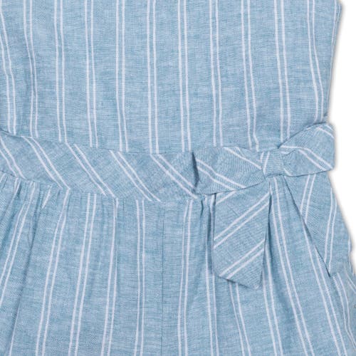 Hope & Henry Girls' Linen Ruffle Collar Romper, Kids In Mallorca Stripe