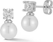 CHLOE AND MADISON Cubic Zirconia & Faux Pearl Stud Earrings