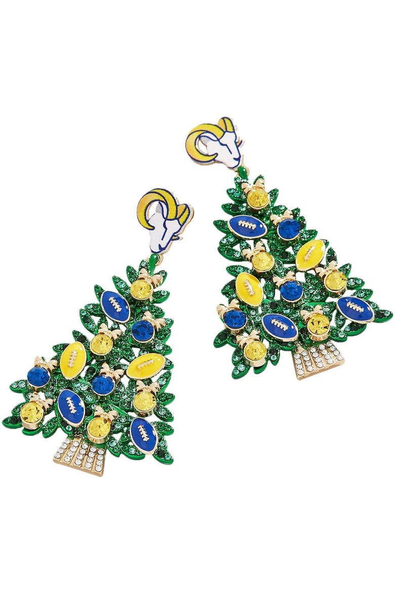 Women's BaubleBar Los Angeles Rams Tree Earrings, Main, color, Green