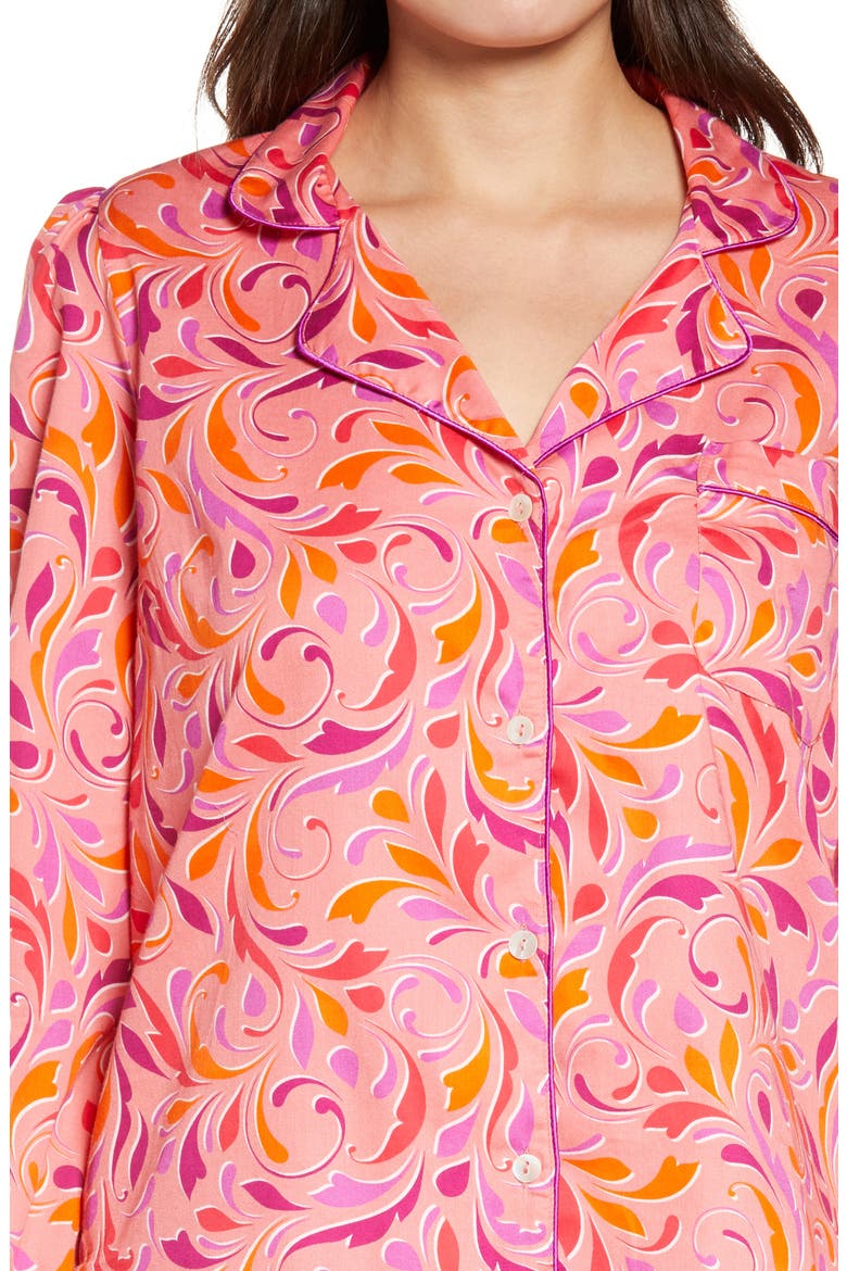 Women's Marilyn Print Crop Organic Cotton Pajamas, Alternate, color, TROPICAL SCROLLS PRINT