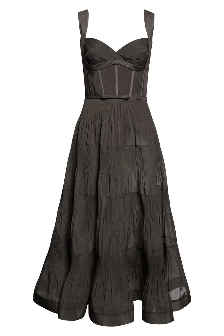 we wore what corset pleated linen midi dress Weworewhat Corset Pleated Midi Dress In Beige - 39% Off
