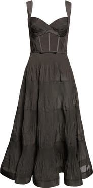 Zimmermann Pleated Corset Midi Dress