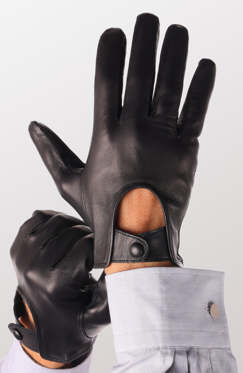 Seymoure Luxury Group Washable Leather Driving Gloves, Alternate, color, Black