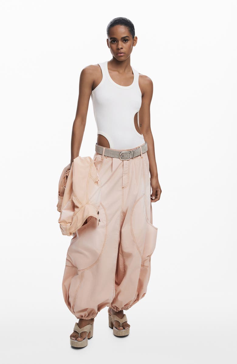 Desigual Cotton Cargo Pocket Harem Pants, Alternate, color, Pink