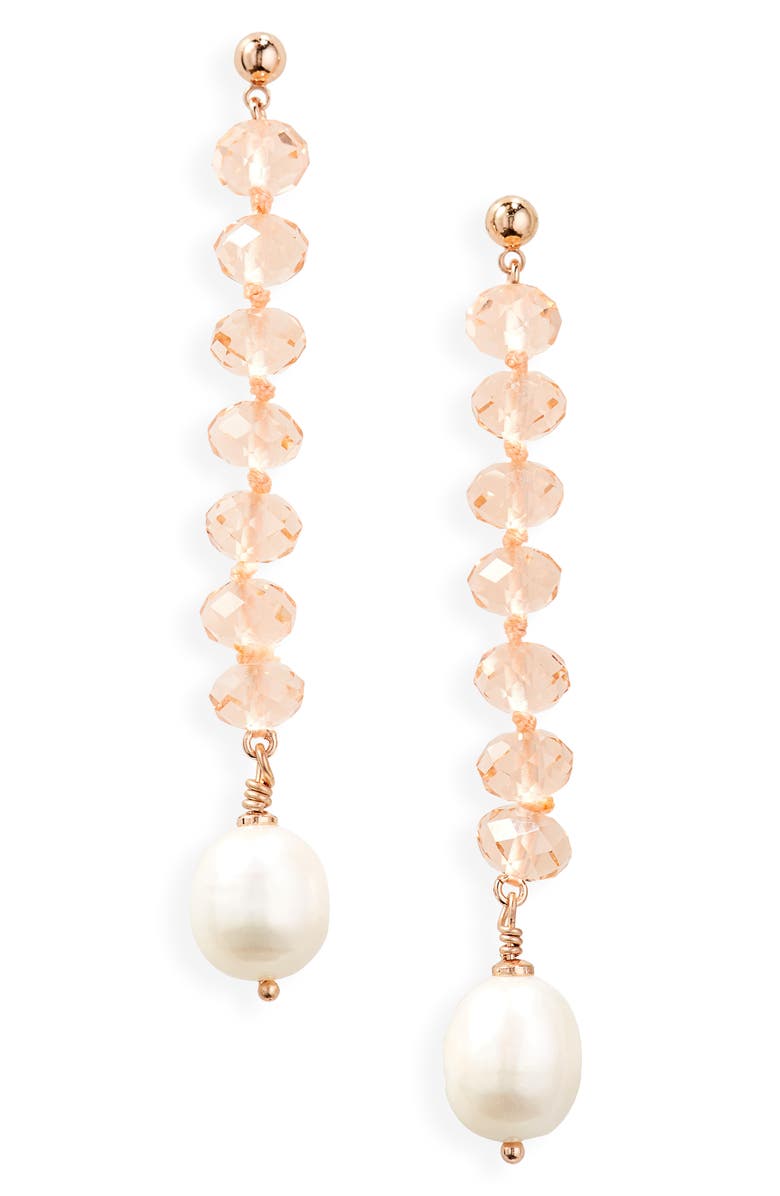 Kate Spade New York freshwater pearl & bead linear drop earrings, Main, color, 