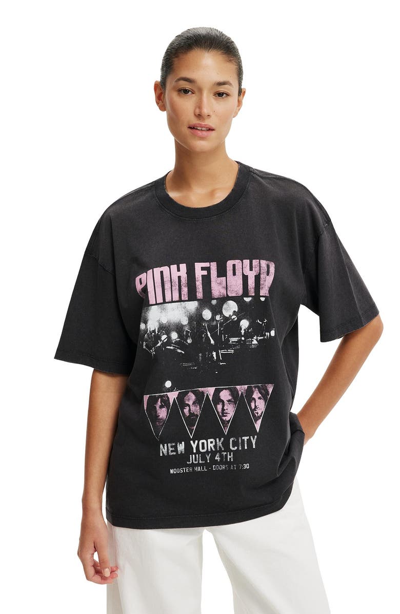 Cotton On Women's The Lcn Music Boxy Graphic Tee, Main, color, Pink Floyd Ny City  Washed
