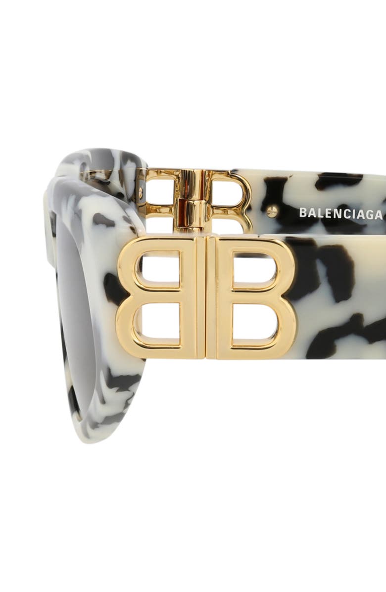 Balenciaga 53mm Rectangle Sunglasses, Alternate, color, Havana Gold Grey