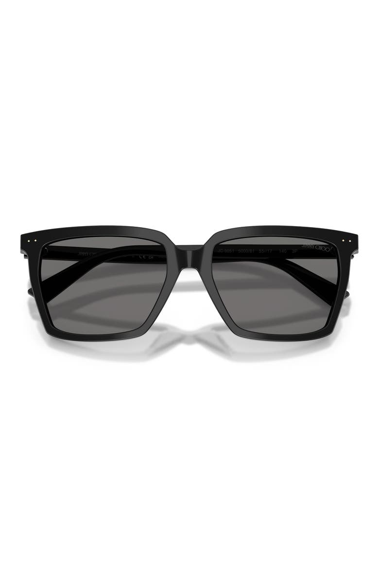 55mm Polarized Square Sunglasses, Alternate, color, BLACK / POLAR DARK GRAY